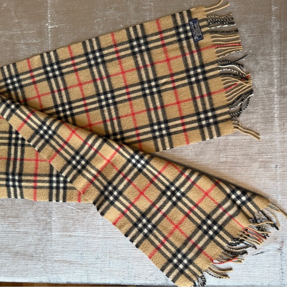 Burberrys London Vintage Cashmere Nova Check Scarf Made in England - Picture 5 of 8